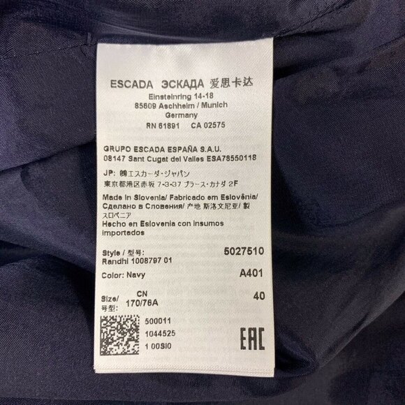 Escada Randhi Wool Blend Navy Blue Pencil Midi Skirt Size XSmall Career Designer - Picture 6 of 10